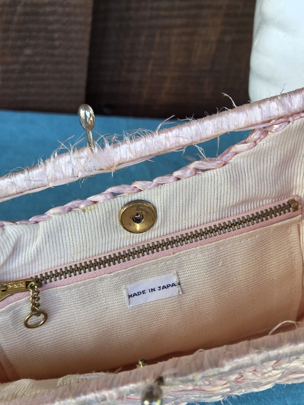 Vintage Pink Woven Straw Hat & Bag - Picture 7 of 12